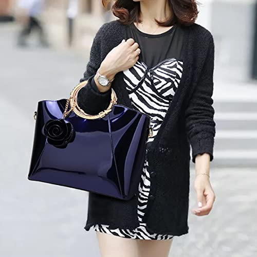 Bolso Satchel Mujer de Cuero Sintético Brillante miniatura 3