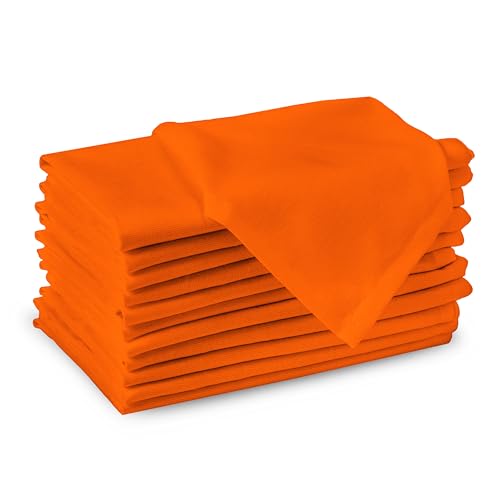 Encasa XO Serviettes en Tissu de Coton | Ensemble de 12 | Taille 43x43 cm | Couleur Unie Orange|...