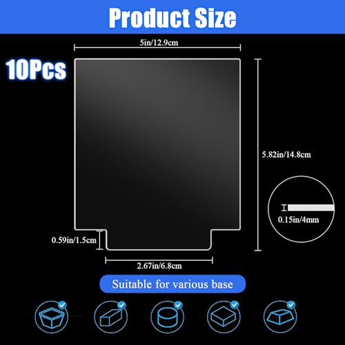 Image of 10Pcs Acrylic Sheet for Light Base, 4mm Clear Acrylic Sheet for Table Sign, Clear Acrylic Square Blank for LED Light Base, Signs, Laser Cutting Engraving Painting Drawing (5 inch x 5.82 inch 0.15 inch)