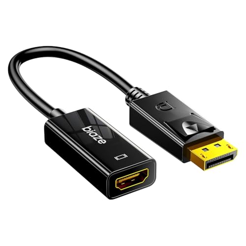 biaze ZH38 2K Displayport to HDMI Adapter 4K @60Hz HDR para ordenador portátil/PC/TV/Monitor/Proyector, Plug and Play, transmisión de audio HD de vídeo, compatible con Windows/Mac