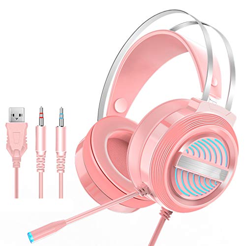 PC Gaming-Headsets, Gaming-Kopfhörer USB-Kabel 7.1 Surround Sound Stereo Gamer Headset mit Mikrofon Noise-Cancelling RGB-Kopfhörer für