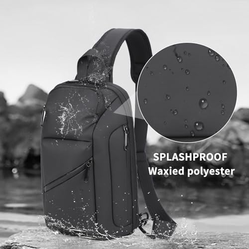 AOKING Mens Sling Bag, Waterproof Cross Body Bag Men's Shoulder Bags Crossbody Sling Backpack, Lightweight One Strap Backpack(8.3x4.7x14.2inches)4