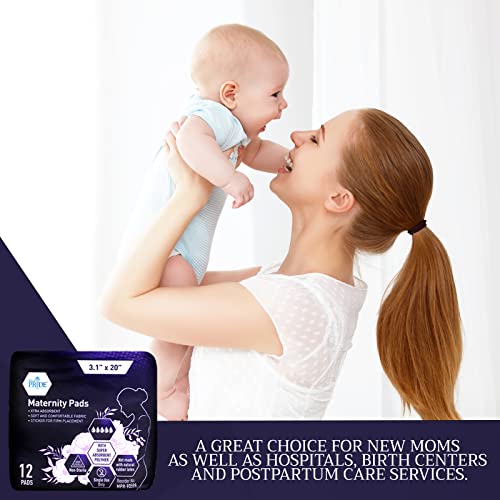 Med Pride Postpartum Maternity Pads [12 Pads]- Extra-Absorbent After-Birth Pads With Durable Sticker - Soft Menstrual Sanitary Pads For Heavy Flow & Overnight Use- Hospital-Grade Feminine Pads thumb #4