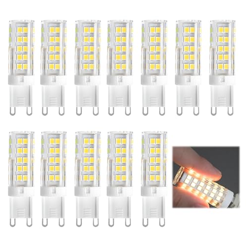 G9 LED Light Bulbs 5W Cool White 500 Lumens 12-Pack Energy Class E Small Corn Bulb 40W Halogen Capsule Bulb Replacement AC 220-240V Non-Dimmable No Flicker for Crystal Chandelier Cabinet Ceiling Wall