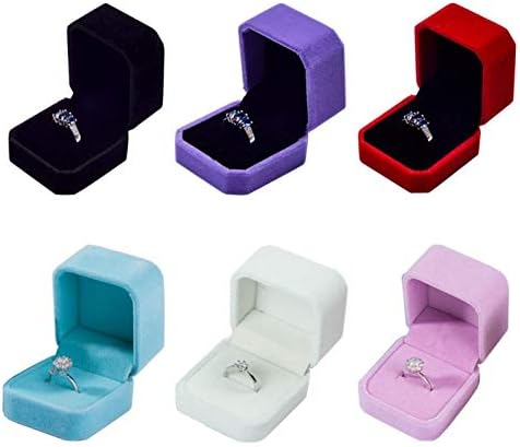 Tianying 6 Pack Velvet Ring Boxes, Earring Ring Jewelry Case, Ring Earrings Gift Container, Ring Storage Jewellry Display