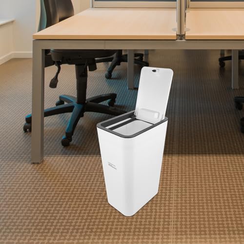 Caneca de basura con tapa Happyyami blanca 10L rectangular miniatura 4