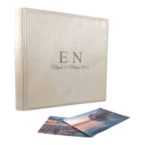 Álbum de fotos elegante de tela Alcantara, personalizable con gra...