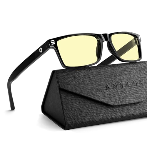 ANYLUV Blue Light Glasses (Dark Black, Yellow Lens)