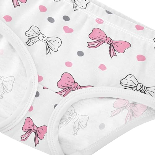 Wusikd Pink Bows Grey Polka Girls' Underwear Cotton Girls Briefs Soft Toddler Underwear 2T4