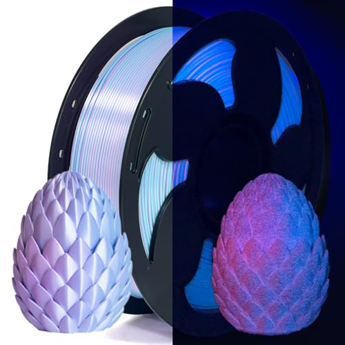 Image of Bi-Color Glow in Dark Silk Neon PLA Filament 1.75mm 1kg Luminou 3D Filament | Dual Blue Pink Silk Shiny Smooth surface Bright night printing Hide layer 1kg spool 2.2lbs for Printer Bambu Creality AMS