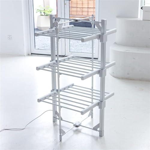 Taylor & Brown 3 Tier Heated Clothes Airer | Deluxe Folding Aluminium Clothes Drying Rack | Electric Laundry Drying Horse Rack | 220W Energy Efficient 24 Rails, 111cm, Compact Mini Version - Image 3
