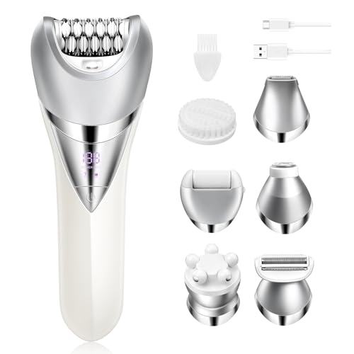 Elektrischer Rasierer für Frauen, 7 in 1 Haarentfernungs-Kit, Epilierer für Frauen, USB wiederaufladbar, IPX6 wasserdicht, nass & trocken schmerzlos Bikini Trimmer Gesichtsrasierer Körperbürste