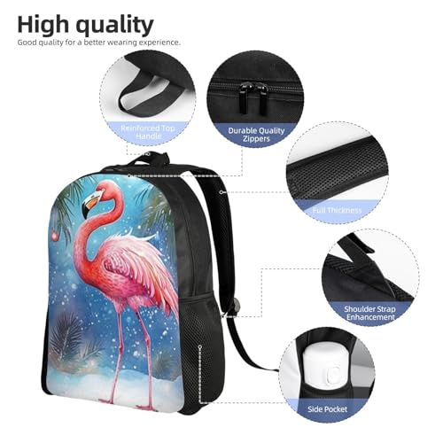 16In Travel Backpack Flamingo Palm Snow Lights Casual Daypack for Outdoor Enthusiasts, Business Men & Women, Travel Ready Design4