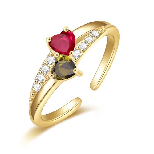 ANOBLEJRY Gold Plated Rings Wedding Engagement Rings Anniversaries Gifts for Wife Birthday Gifts for Women Friendship Peridot Rings Crystal Jewelry for Girlfriend