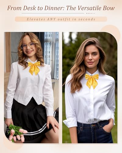 Image of AWAYTR Ladies Adjustable Pre tied Bowtie - Solid Color Bow Ties for Women
