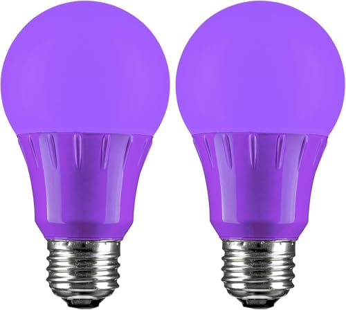 Sunlite 80132-SU LED A19 Standard a Type Light Bulb, 2 Pack, Purple