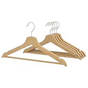 Digital Shoppy BUMERANG Solid Wood Hangers, 43 cm - 5 Pack (Natural)