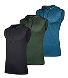 3 Pack: Men’s Dry Fit Moisture Wicking Hooded Tank Top Active Athletic Hoodie Pullover Sweatshirt Workout Running Fitness Gym Sports Bodybuilding Casual Sweatshirt Outdoor Muscle Cut Off top-Set 2,XL