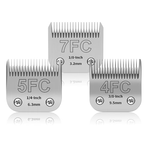 YAZIYIR Lames de toilettage pour chiens amovibles en acier inoxydable, taille 7FC/5FC/4FC, compatibles avec Andis, Oster A5, Heiniger, Moser Max 50 Wahl Série KM10, 3...