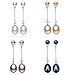 FBFGSterling Bijoux en Argent Boucles d'oreilles Doubles Perles Naturelles Bijoux 8-9mm Longues Boucles d'oreilles Blanc Rose Violet Noir