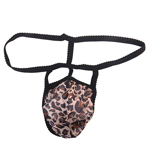 Men's Leopard Mesh Pouch G-String T-Back Thong Posing Strap Underwear Brief Multicolour
