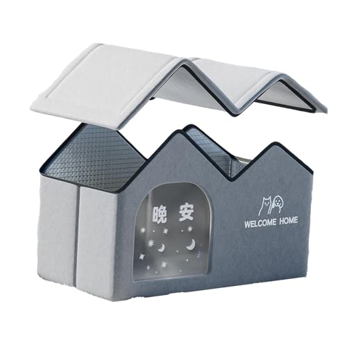 STARTIST 屋外用防水キャットハウス 暖かい断熱ベッド オックスフォード布 雨よけ 折りたたみ式 野良猫シェルター 納屋 屋外 ガレージ ポーチ用