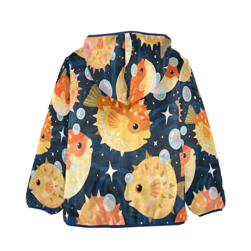 Colorful Fish Pufferfish Toddler Fleece Jacket Girl Boys Hooded Fleece Jacket Coat Warm Outwear Zip-up 3-10T2