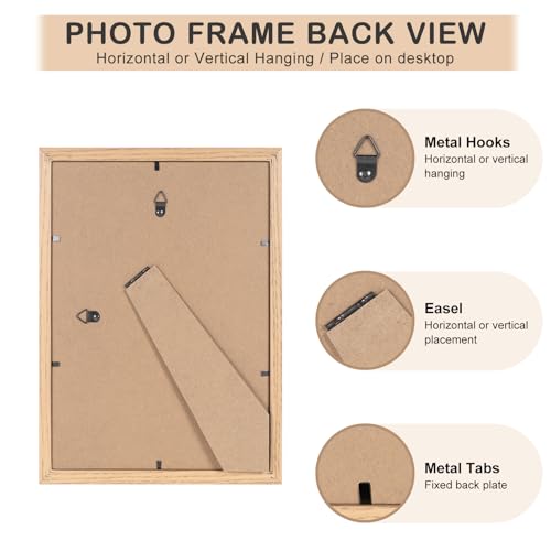 Bilderrahmen A4 MDF Holz Natur,3er Set 21x29.7cm Fotorahmen,DIN A4 Rahmen mit Acrylglas, Picture Frame 21x30 zum Aufhängen, 30x21 Holzrahmen mit Passepartout für A5 Dokumente,Zertifikate,Fotos,Poster