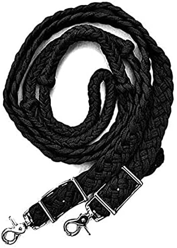 The Epic Animal Braided Barrel Reins with Scissor Snaps (Black)