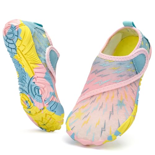 Image of Kids Water Shoes Boys Girls - Wide Toe Box Quick Dry Barefoot Shoes Breathable Non Slip Aqua Athletic Sneakers for Swim Beach Pool Kayak Hiking Sand Walking Travel Essentials (Little Kid /Big Kid)