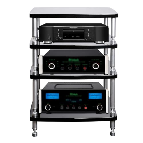 Étagère DVD d'angle compacte avec niches pour décodeur et audio