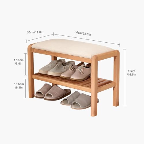 Étagère à chaussures en bois noble et banc rembourré aux finitions soignées