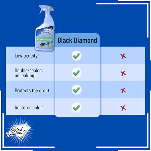 Black Diamond Ultimate Grout Cleaner: Best Cleaner for Tile,Ceramic,Porcelain, Marble Acid-Free Safe Deep Cleaner & Stain Remover for Even The Dirtiest Grout (1-Quart)