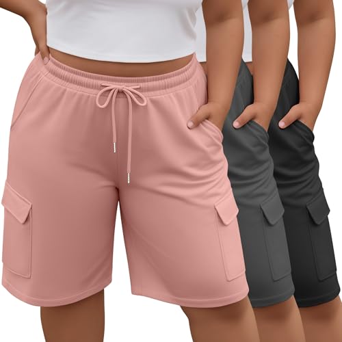 Short cargo femme grande taille Neer lot de 3 avec cordon de serrage