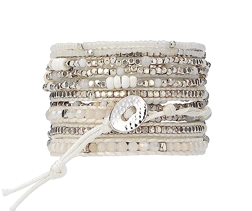 Bracelet for Women – Handmade Vegan Boho Natural Stone Layered Bracelet, Thailand Bohemian Stackable Beaded Wrap Bracelets, Summer Hippie Bracelet Stack, Fashion Jewelry Gifts3