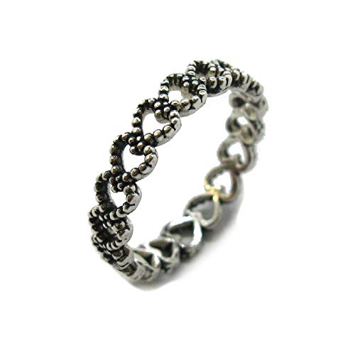 Bague cœurs argent sterling 925 fait main large 4mm alliance anniversaire femme