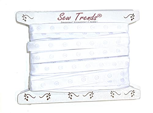 2 Yards Plastic Snap Button Polyester Tape Ribbon Hook & Eye Zipper Popper Press Stud Fastener-White