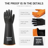 ThxToms Heavy Duty Rubber Gloves, Industrial Chemical Resistant Gloves Waterproof Reusable Protective Work Gloves for Cleaning, Dishwashing,Upgraded with Non-Slip Design, Black, 22" 1 Pair — image 5