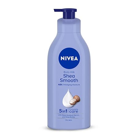 NIVEA Shea Smooth 600ml Body Lotion | 48 H Moisturization | With Deep Moisture Serum & Shea Butter | Non Greasy & Healthy Looking Skin |For Dry Skin