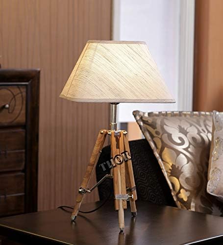 THOR INSTRUMENTS Surveyor Tripod Table lamp Natural (Lamp Shade not Included) Rustic Vintage Home Decor Gifts