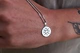  Made by Nami Herren Halskette mit Anhänger - 60 cm Herren Silber-Kette aus Edel-Stahl - Coole Kompass-Kette - Handmade Glieder-Kette - Männer-Kette - Geschenk Geburtstag für Ihn (Silber Kompass)