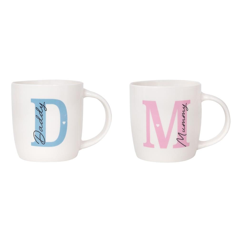 YöL Mummy & Daddy Mugs Gift Set Child Toddler New Parent Baby Shower Tea Coffee Cup Newborn Present Keepsake
