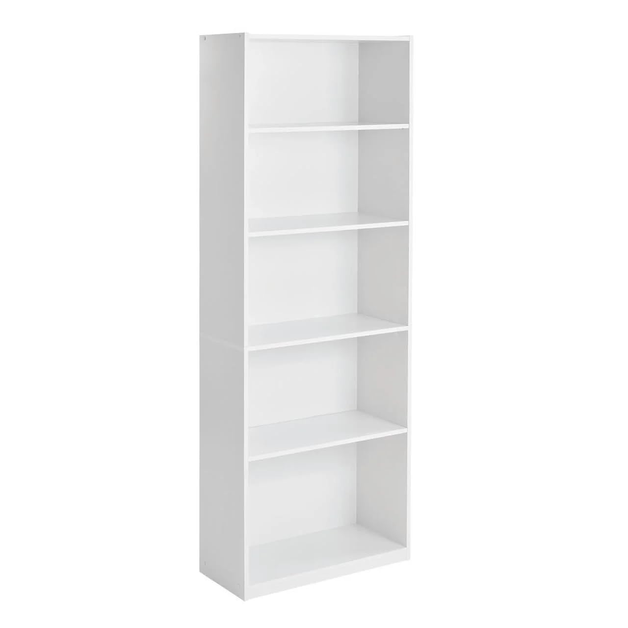 5-Shelf Bookcase with Adjustable Shelves, Open Storage Shelf, 11.65 x 24.88 x 71.42 Inches, for Living Room, Home Office, Dinning Room White
