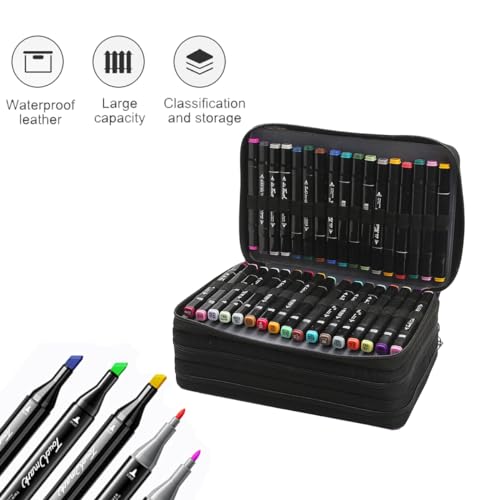 Image of Lbxgap 102 Slots Marker Pen Organizer Case w /Handle | Portable Multilayer Holder for Watercolor Pencils & Gel Pen Markers for Artists, Sketching, Drawing