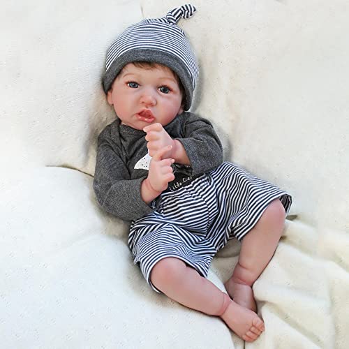 Zique 20 Inch Lifelike Reborn Baby Doll, Realistic Baby Doll Weighted Newborn With Soft Cloth Body, Poseable Full Vinyl Limbs, Real Life Baby Boy Complete Gift Set For Children And Collectors #TOP6
