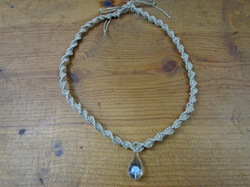Beach Hemp Jewelry Light Blue Mushroom Necklace Hemp Choker Glass Pendant For Men Women Teen Girls Handmade In Usa #TOP2