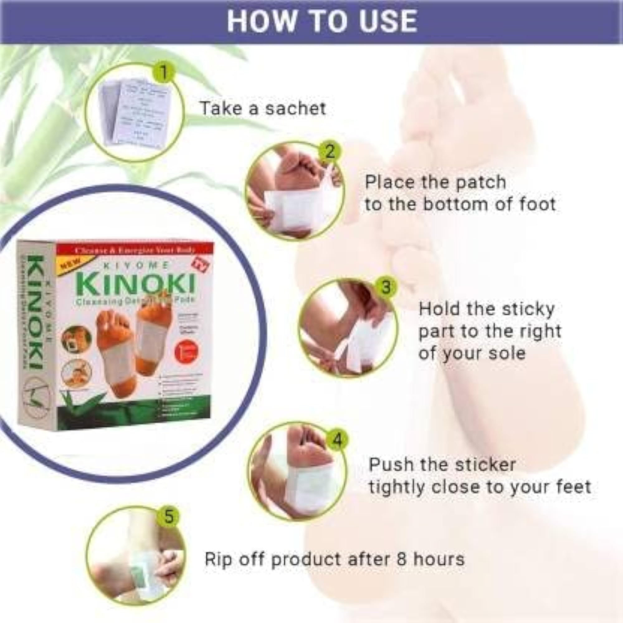 Detox Foot Pads with Organic Natural Ingredients, 50 Count