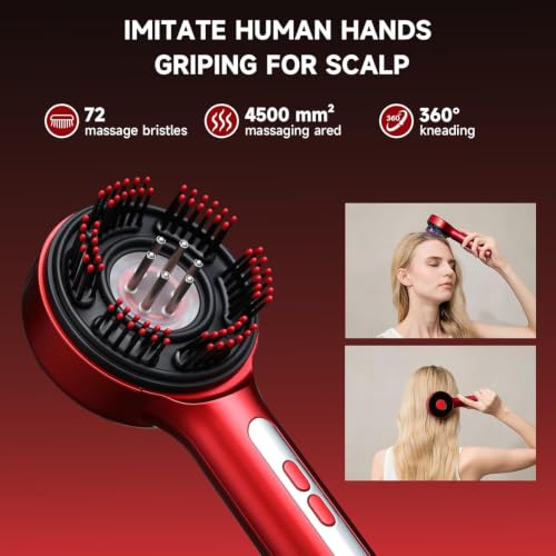 Image of AJIGNA MART Premium Head Scalp Electric Massager Comb | Scalp Massaging Brush with 3 In 1 Hair Oil Applicator | IPX7 Water Resistant,Portable Deep Massager For Hair & Head Relaxation at Home | Shiatsu Massage for Hair Growth /Stress Relax