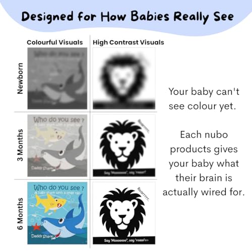 Image of Nubokind Sensory Kit: Flash Cards for New Born Baby (3-in-1 Combo) | High Contrast Flash Cards for 0-3 Months | Crinkle Cloth Book with Mirror | Tummy Time Banner Toys for Newborns 0-6 Months & Older