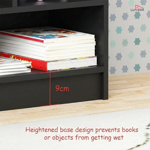 Image of Lukzer Multipurpose 7-Section Storage Rack Bookcase | MR-008 /Black | Open Display Unit for Home & Workspaces (70x28x93cm)